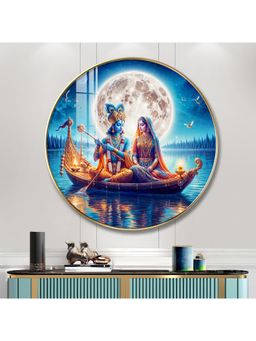 The Next Decor - Journey Of Radha Krishna Love Wood Glass Finish Round Wall Art