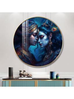 The Next Decor - Quadro Radha Krishna Wood Glass Finish Round Wall Art