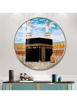 The Next Decor - Kaaba Wood Glass Finish Round Wall Art