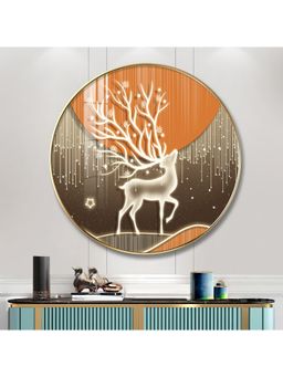 The Next Decor - Luminous Deer Wood Glass Finish Round Wall Art