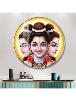 The Next Decor - Dattatreya Bhagwan Wood Glass Finish Round Wall Art