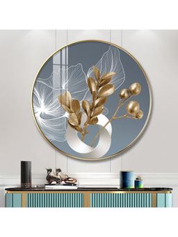 The Next Decor - Golden Fusion Petal Wood Glass Finish Round Wall Art