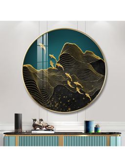 The Next Decor - Black Wave Majesty Wood Glass Finish Round Wall Art