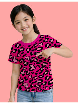 Nusyl - Girl Animal Spots and Colorful Printed Half Sleeves T-Shirt