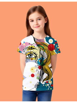 Nusyl - Girl Eye and Hair and Colorful Printed Half Sleeves T-Shirt