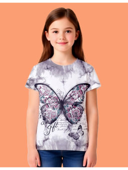 Nusyl - Girl Butterfly and Text Printed Half Sleeves T-Shirt