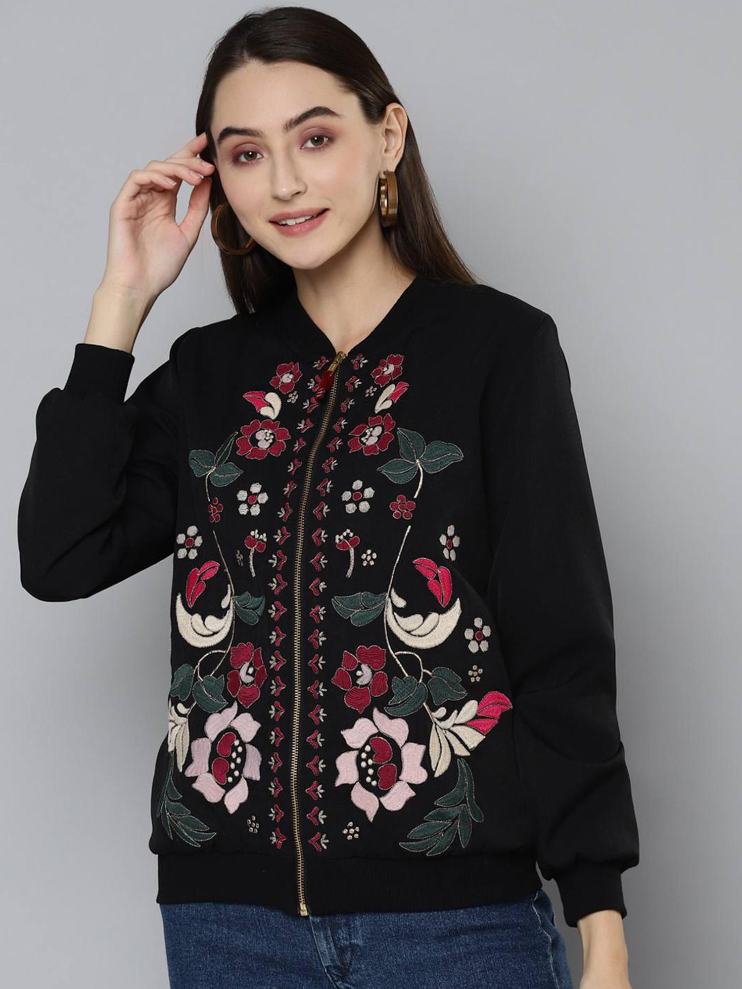 scoup Black Embroidered Bomber Jacket-picture-38