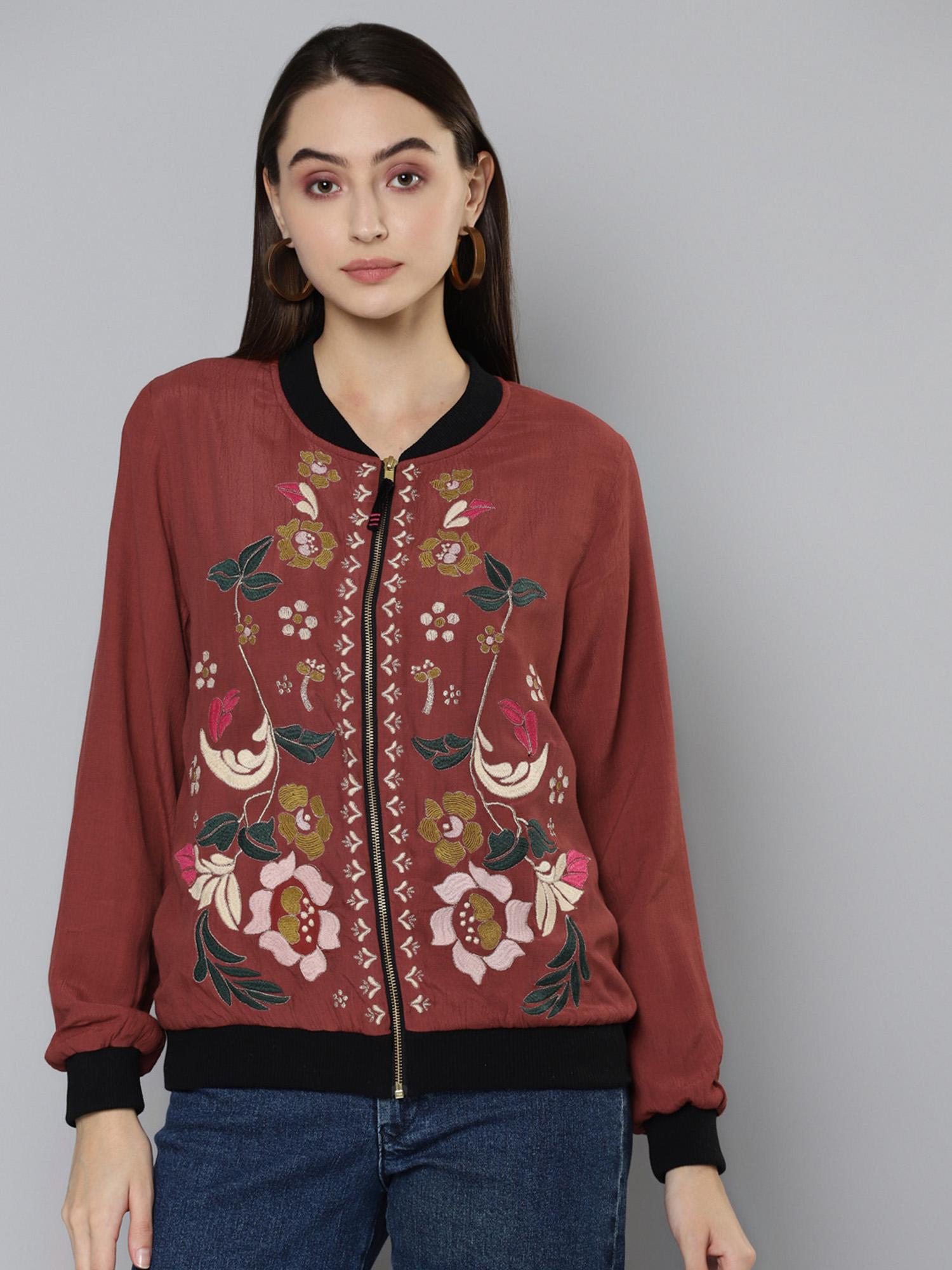 scoup Rust Embroidered Bomber Jacket-picture-33