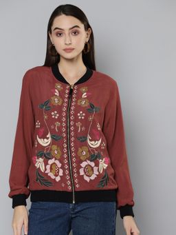 Scoup - Rust Embroidered Bomber Jacket