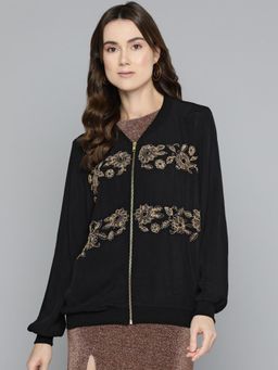 Scoup - Black Dori Embroidered Bomber Jacket