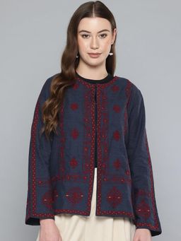 Scoup - Embroidered Blue Coverup Shrug