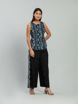Baaori - Womens Black Pure Cotton Ajrakh Regular Top Pant Co-Ord