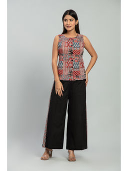 Baaori - Womens Red Pure Cotton Ajrakh Regular Top Pant Co-Ord
