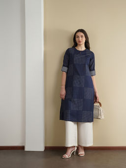 Pink Fort - Cotton Geometric Flared Kurta