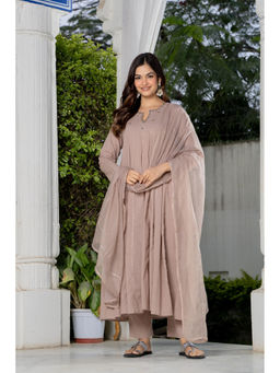TERHA TAALI - Mauve Cotton Anarkali Kurta with Pant and Dupatta