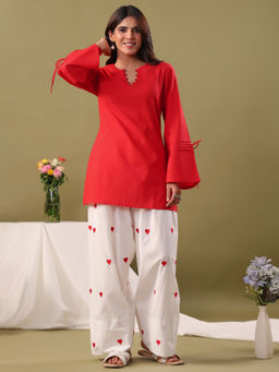 Rimeline - Red Women Kurti with Salwar