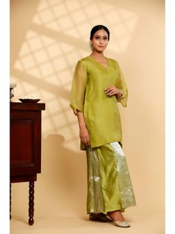 EEDA - Green Solid Kurti with Palazzo