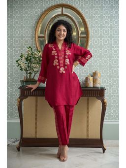 OMI - Embroidered Magenta Co-Ord Set