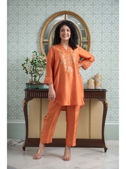 OMI - Embroidered Orange Co-Ord Set
