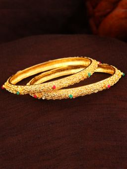 Estele - Gold Plated Astonishing Bangle with Colored Stones for Women