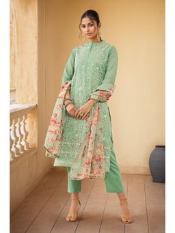 Soch - Women Green Chanderi Embroidered Kurta with Pant & Dupatta (Set of 3)