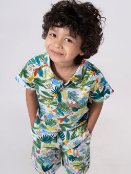 Hopscotch - Boys Multi Coloured All-Over Print Shirt and Shorts Set (2-3 Years)