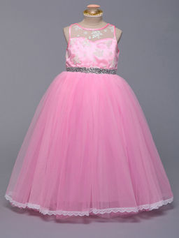 Hopscotch - Girls Pink Embellished Sleeveless Gown
