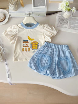 Hopscotch - 2-Piece Food Print Blouse and Shorts (18-24 Months)