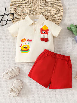 Hopscotch - 2-Piece Burger Print T-shirt and Shorts (6-9 Months)