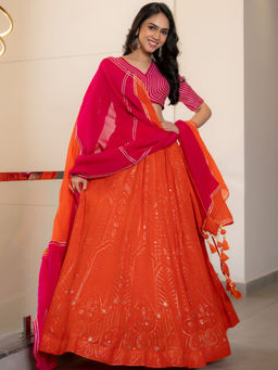 HOUSE OF JAMOTI - Sundown Lehenga with Blouse & Dupatta (Set of 3)