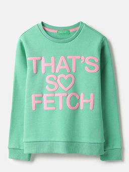 United Colors of Benetton - Green Regular Fit Typography Verbiage Sweatshirt