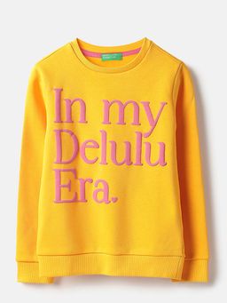 United Colors of Benetton - Yellow Regular Fit Typography Verbiage Sweatshirt