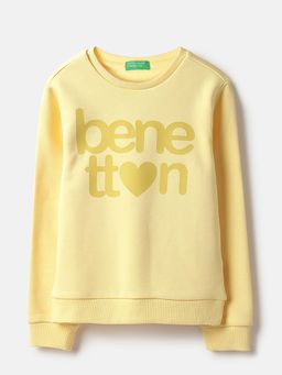 United Colors of Benetton - Yellow Regular Fit Typography Branding Sweatshirt