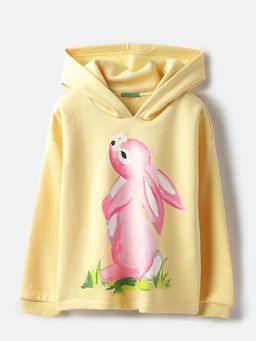 United Colors of Benetton - Yellow Regular Fit Graphic Print Bunny Sweatshirt