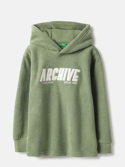 United Colors of Benetton - Olive Regular Fit Textured Archive Polar Fleece Sweatshirt