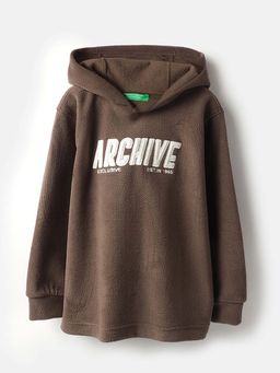 United Colors of Benetton - Brown Regular Fit Solid Archive Polar Fleece Sweatshirt