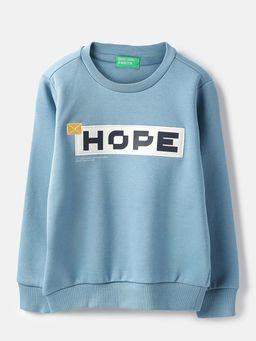United Colors of Benetton - Blue Regular Fit Printed Hope In Technique Sweatshirt