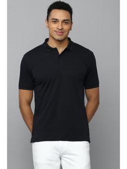 Allen Solly - Men Black Solid Polo Neck T-Shirt
