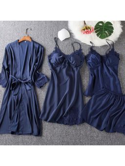 MISS MOSA BY AKANKSHA - Cosmia Loungewear Set-Navy blue