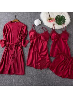 MISS MOSA BY AKANKSHA - Cosmia Loungewear Set-Red
