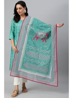 W - Green Voile Printed Dupatta