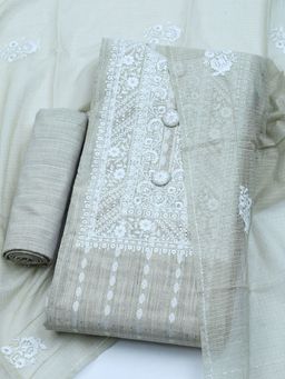 MEENA BAZAAR - Embroidered Cotton Green Unstitched Dress Material