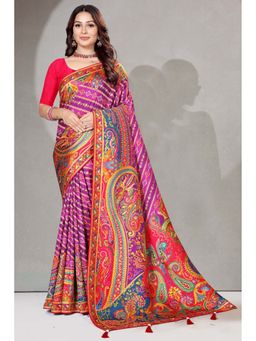 SGF11 - Purple Kanjeevaram Floral Saree with Unstitched Blouse