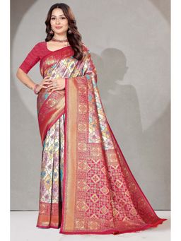 SGF11 - Kanjeevaram Floral Multi-Color Saree with Unstitched Blouse