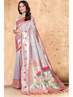 SGF11 - Lavender Kanjeevaram Floral Saree with Unstitched Blouse