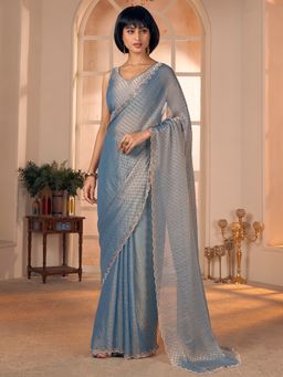 Akhilam - Blue Saree with Unstitched Blouse