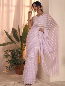 Akhilam - Georgette Pink Saree with Unstitched Blouse