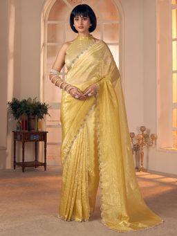 Akhilam - Pure Silk Mustard Saree with Unstitched Blouse