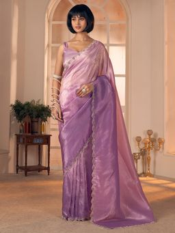 Akhilam - Pure Silk Lavender Saree with Unstitched Blouse