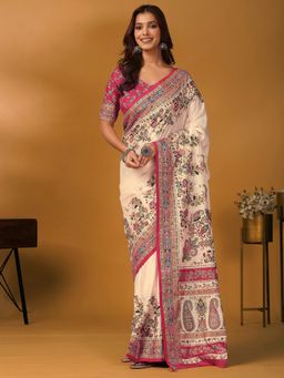 Akhilam - Off White Saree with Unstitched Blouse